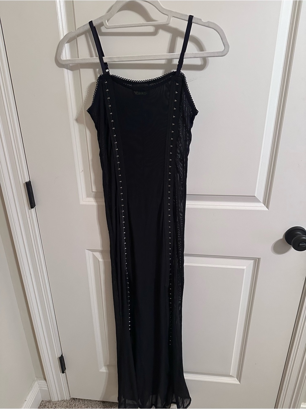 Black Stud-Trim Slip Dress
